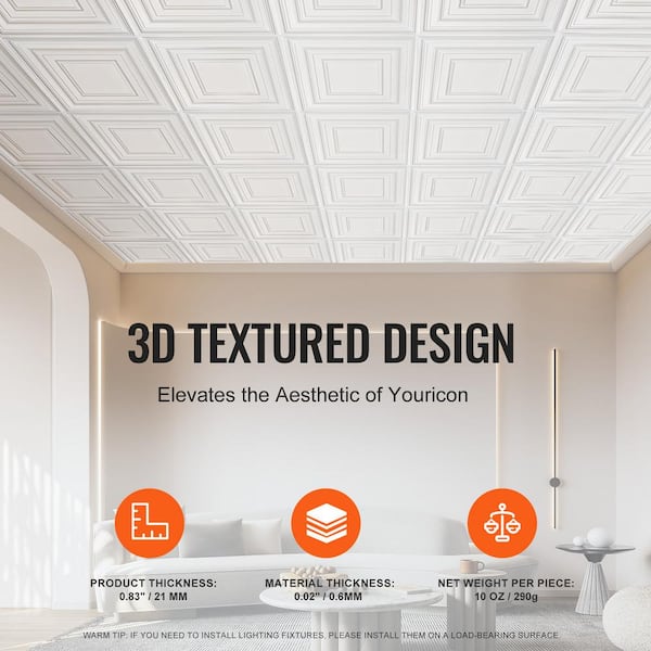 VEVOR Ceiling Tiles, 12-Pack 24 in. x 24 in., Drop Ceiling Tiles 