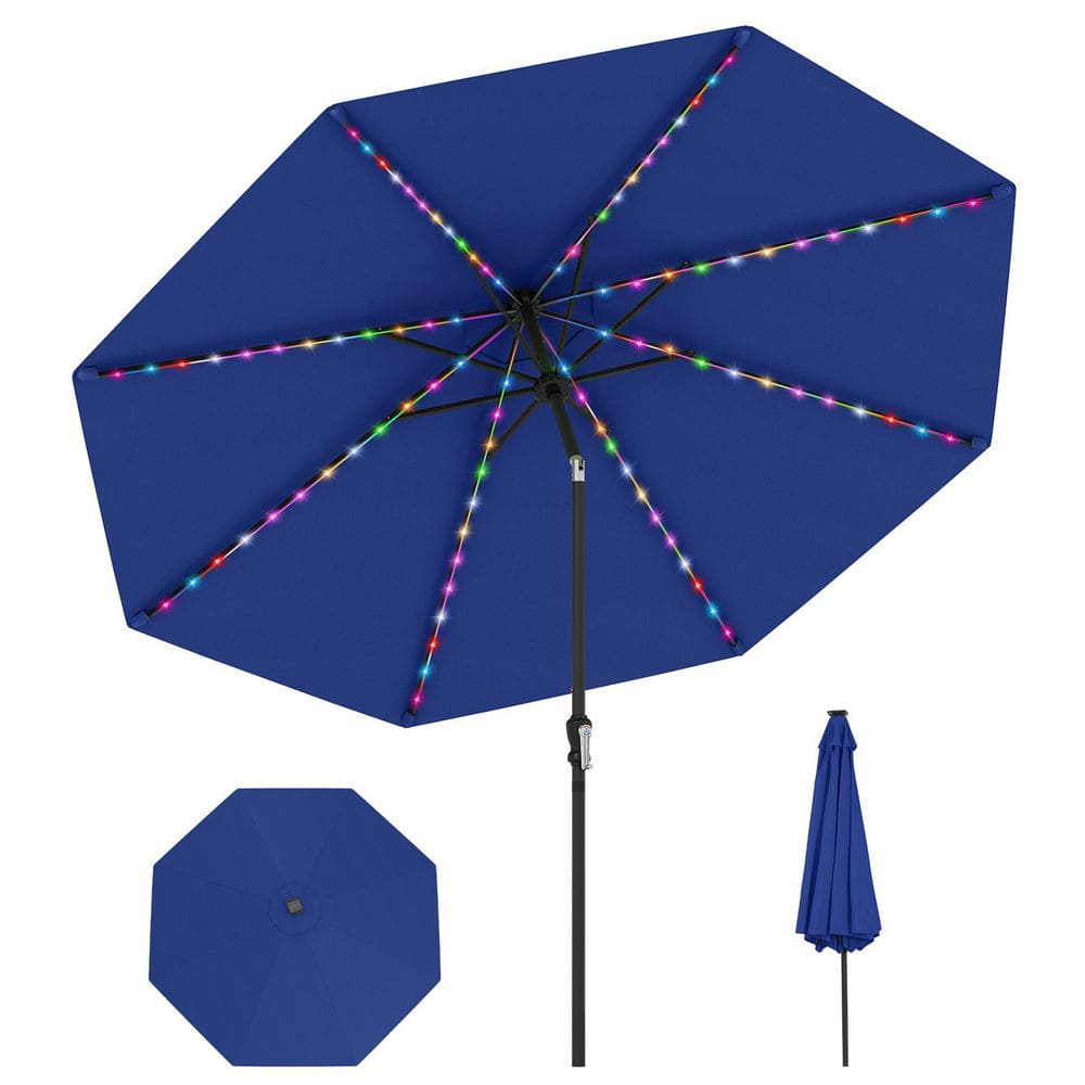 10 ft. Solar Push-Button Tilt Patio Umbrella in Navy with 9 Static and Dynamic Lighting, Auto Tilt price history on PriceWatchPro