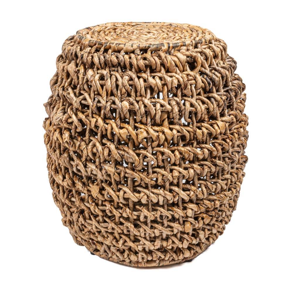 Sage 21" Brown Abaca and Iron Handwoven Stool