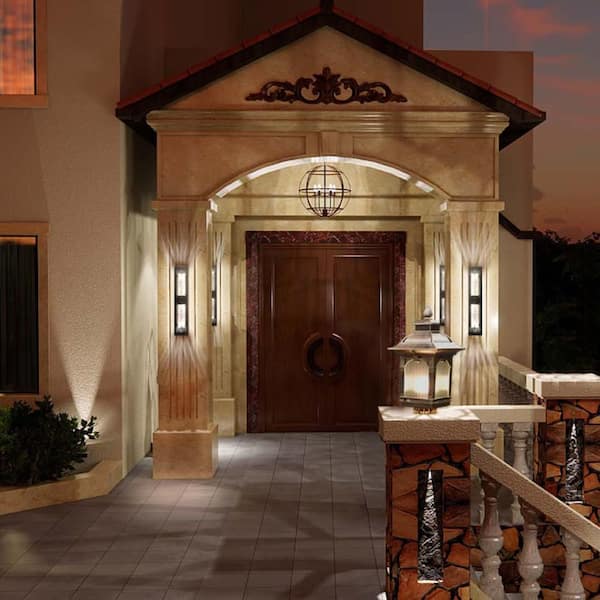 ARC LED Black Crystal Wall Sconce 20 Watt 800 Lumens Adj CCT 2700K-3000K-5000K 120V 18 in. IP65