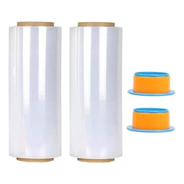 12 x 1000 ft. Clear Stretch Film Rolls Industrial Strength Plastic Cling Wrap 80-Gauge 2-Pack