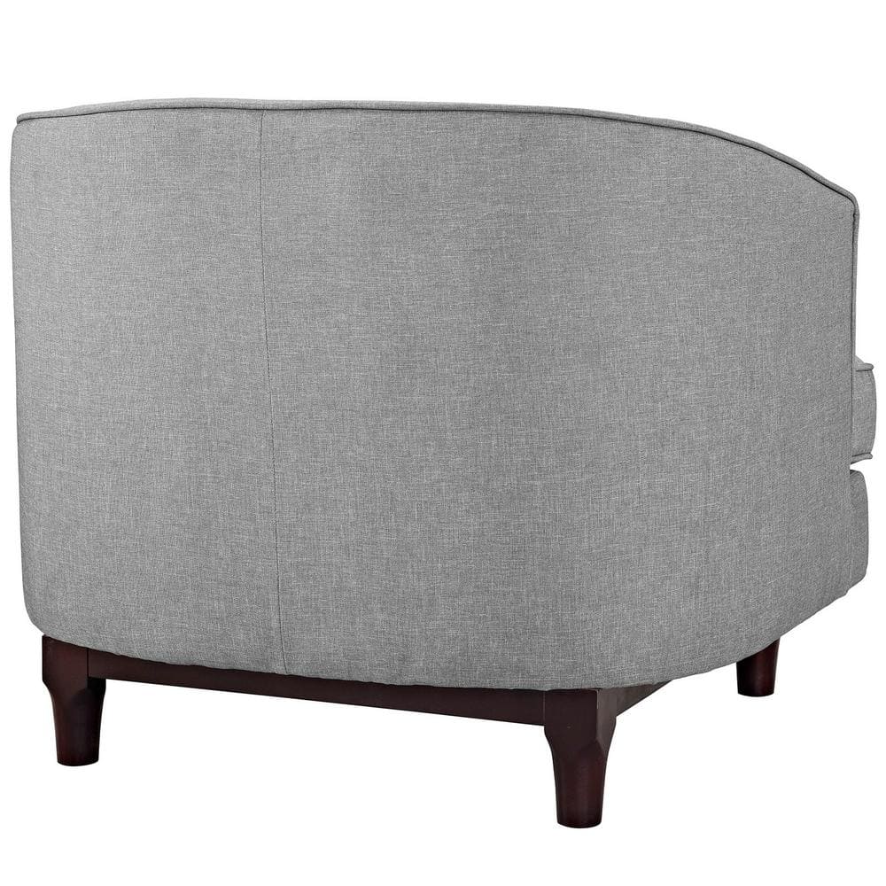 Light Gray Upholstered Accent Chair with Walnut Wood Base