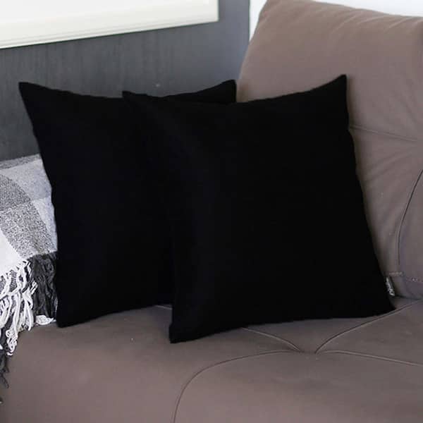 MIKE & Co. NEW YORK Honey Decorative Throw Pillow Cover Solid Color 16 in. x 16 in. Black Square Pillowcase Set of 2