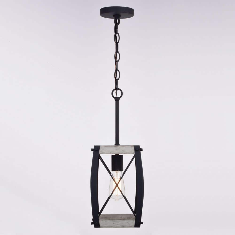 Textured Black and White Ash Farmhouse Mini Pendant Light