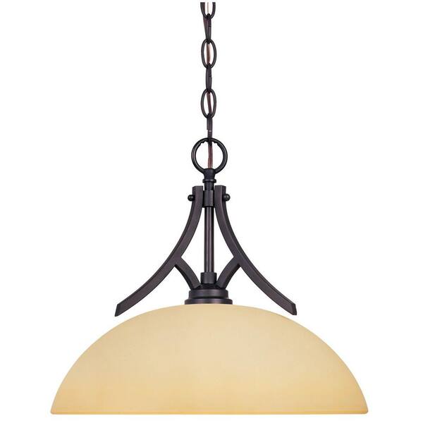 Designers Fountain Seville 1-Light Oil-Rubbed Bronze Mounted Down Pendant with Satin Bisque Glass Shade