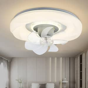 18 in. LED Indoor Modern 360-Degree Oscillating Flush Mount White Ceiling Fan with Dimmable Light and Remote APP