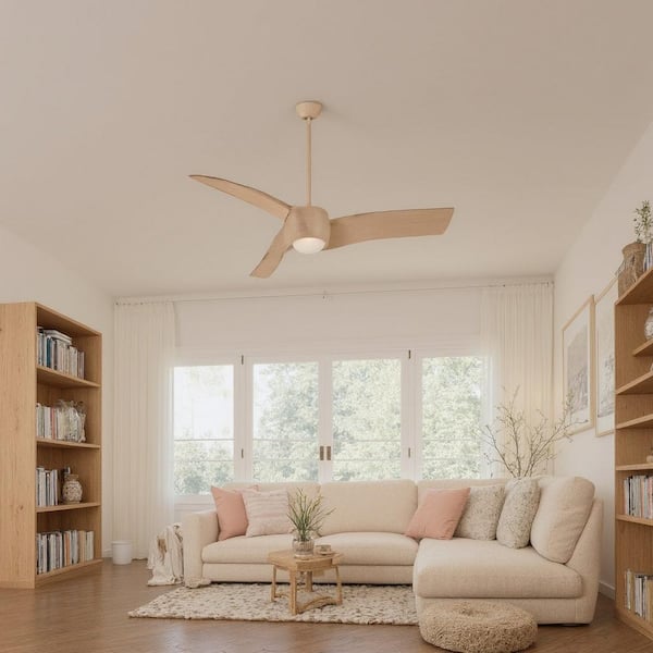 Artemis 58 in. Integrated LED Indoor Maple Ceiling Fan with Light and Remote Control