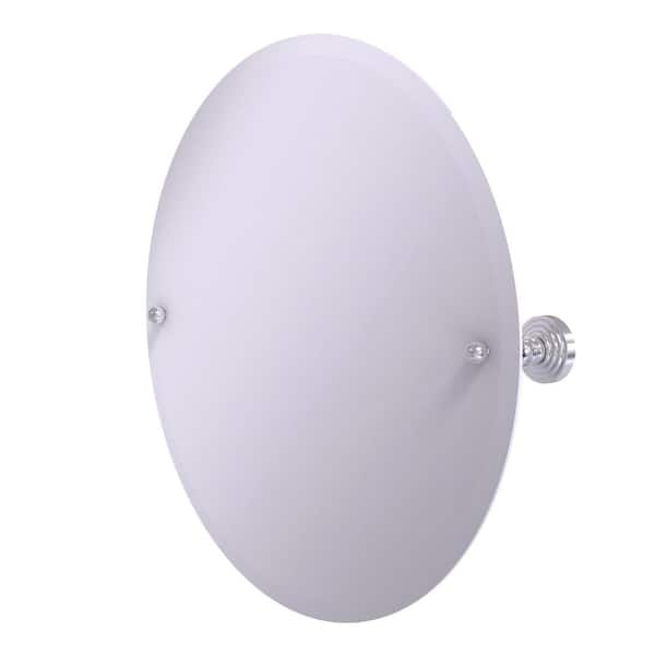 Allied Brass Prestige 22 in. W x 22 in. H Frameless Round Beveled Edge Bathroom Vanity Mirror in Satin Chrome