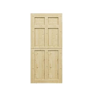 36 in. x 80 in. Solid Pine Universal Paneled 6-Lite Unfinished Pine Wood Front Door Slab-Dutch Door Design