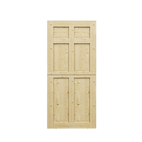 ARK DESIGN 36 in. x 80 in. Solid Pine Universal Paneled 6-Lite Unfinished Pine Wood Front Door Slab-Dutch Door Design