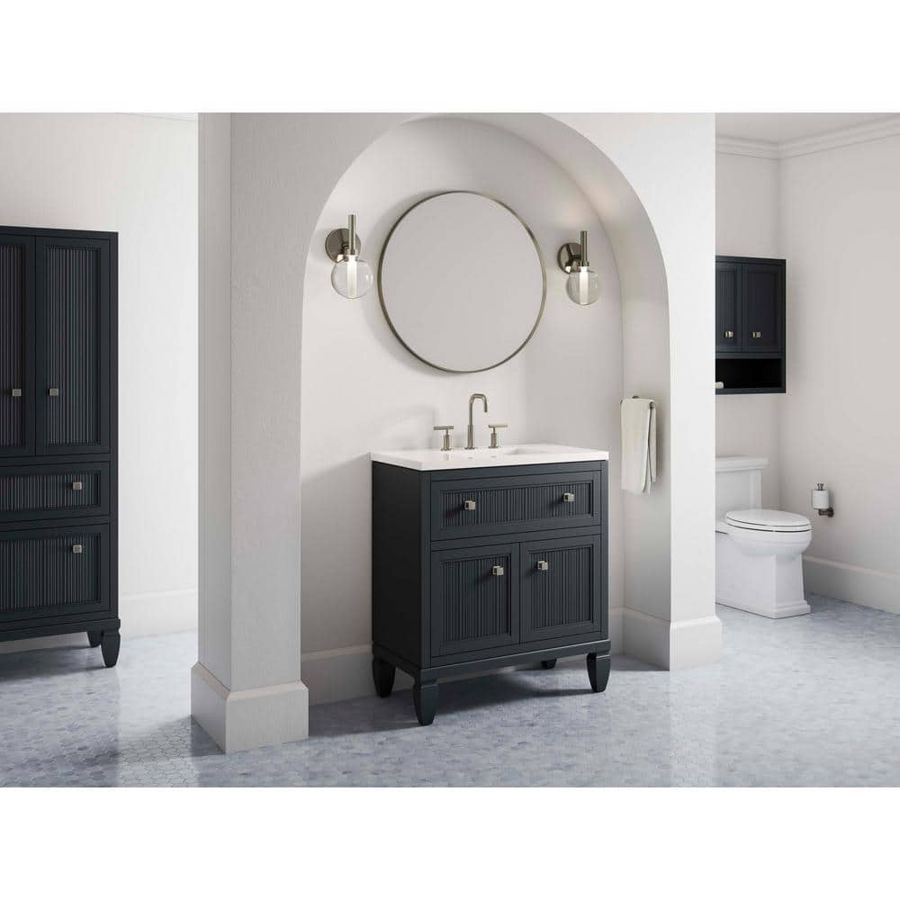Hearthaven 30'' Slate Gray Freestanding Bathroom Vanity with Quartz Top