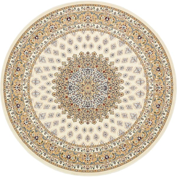 Unique Loom Narenj Nottingham Ivory 10' 0 x 10' 0 Round Rug