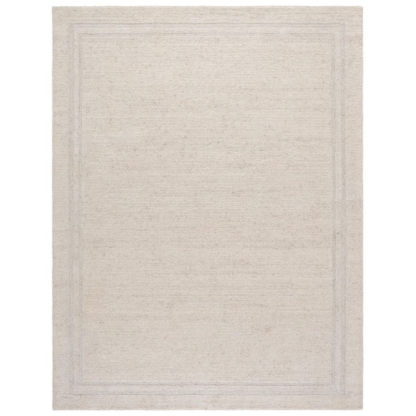 Renewal 8 ft. x 10 ft. Light Beige Solid Border Area Rug