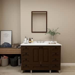 48 in. W x 21 in. D x 34 in. H Single Sink Freestanding Bath Vanity in Expresso with White Engineered Stone Top