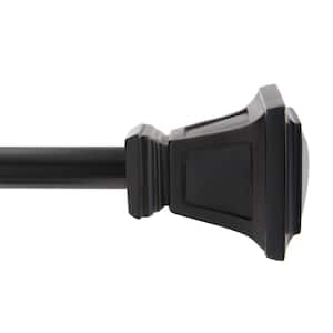 Seville 95 in. - 130 in. Adjustable Single Curtain Rod 5/8 in. Diameter in Matte Black with Square Finials