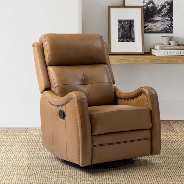 Camel leather shop rocker recliner