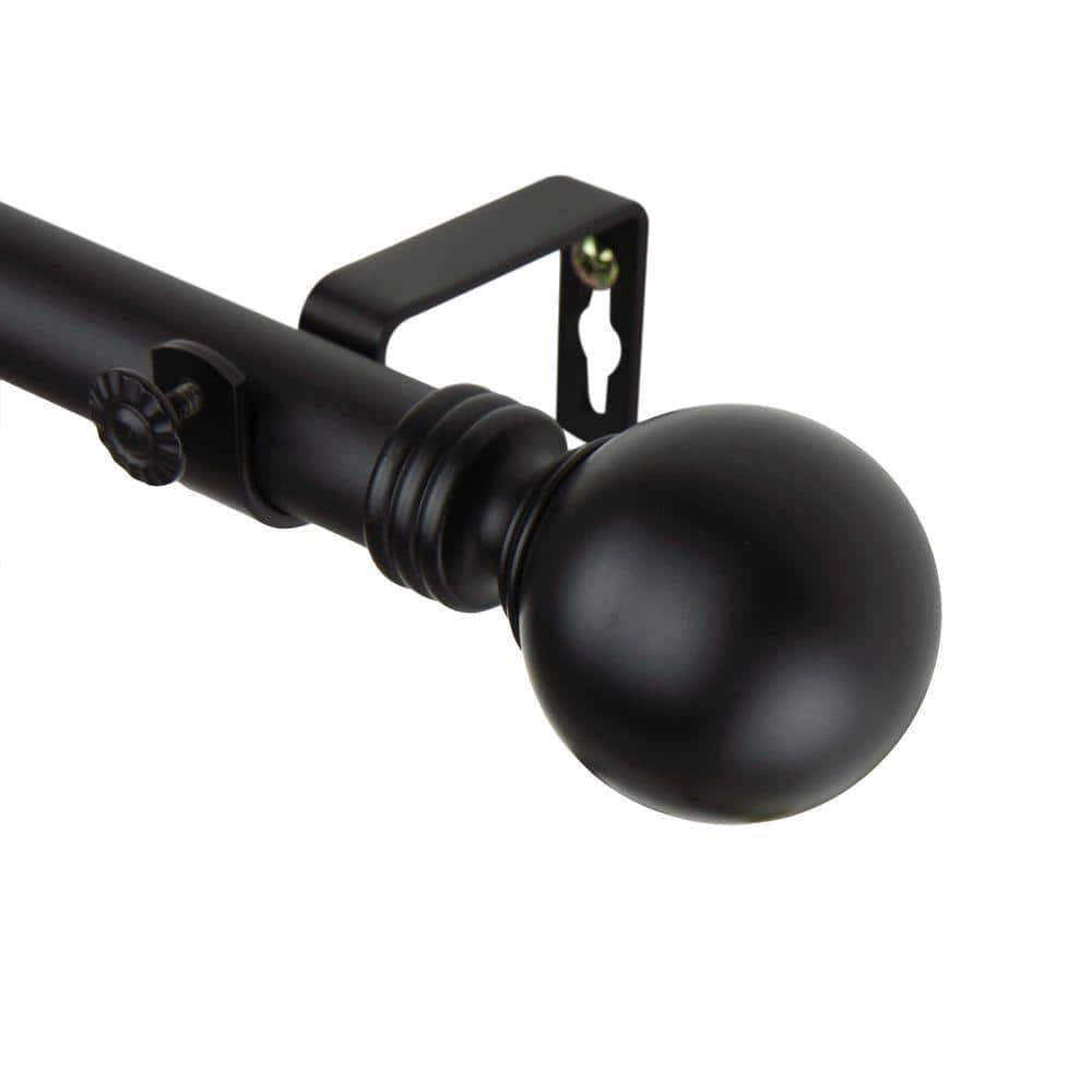 Rod Desyne 160 In 240 In Single Curtain Rod In Black With Globe Finial 100 01 1602 The Home Depot