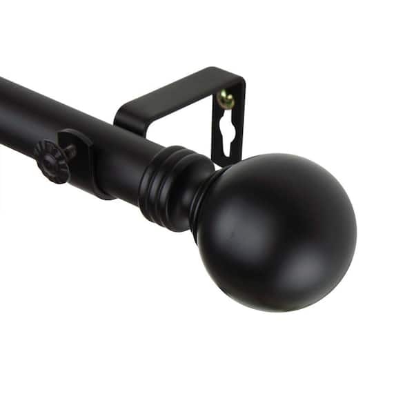 Rod Desyne 160 in. - 240 in. Single Curtain Rod in Black with Globe Finial  100-01-1602 - The Home Depot