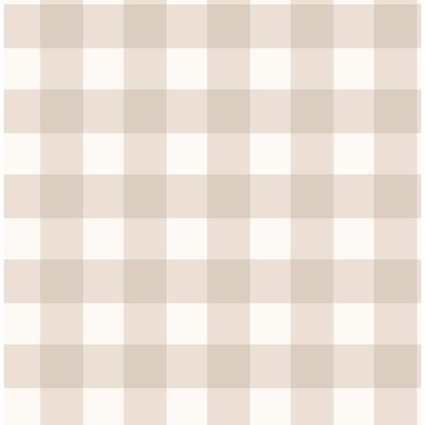 Patrice Light Brown Gingham Wallpaper Sample
