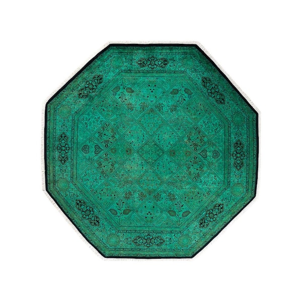Overdyed Green 7 ft. x 7 ft. Solid Wool Indoor Area Rug