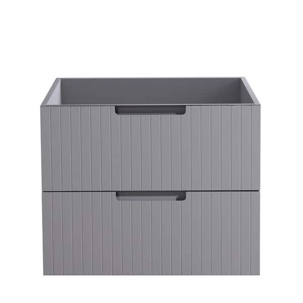 FUNKOL 23 in. W x 17.9 in. D x 18.5 in. H MDF Floating Bath Vanity Cabinet without Top in Gray with 2 Drawers