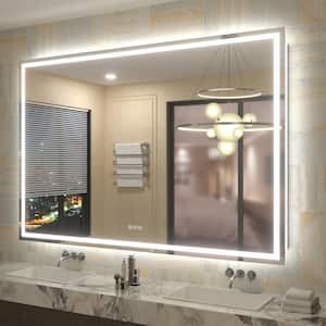 60 in. W x 40 in. H Rectangular Frameless Front & Back LED Lighted Anti-Fog Tempered Glass Wall Bathroom Vanity Mirror
