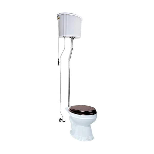 RENOVATORS SUPPLY MANUFACTURING High Tank Toilet 2-Piece 1.6 GPF Single Flush Elongated Bowl in White Seat Not Included