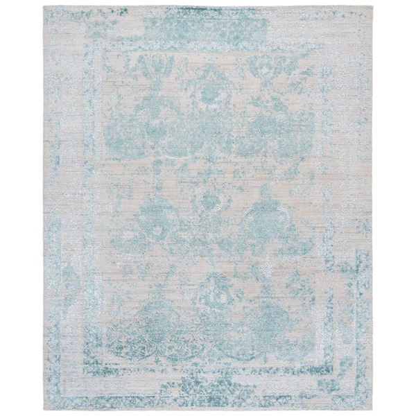Bedford 9 ft. x 12 ft. Turquoise/Ivory Distressed Area Rug