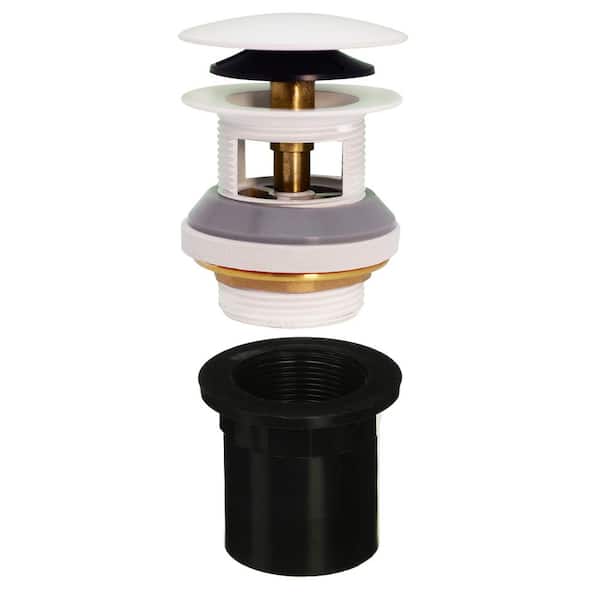 Westbrass Integrated Overflow Drain 1-1/2 in. NPSM Coarse Thread Tip-Toe Mechanism with ABS Adapter in White