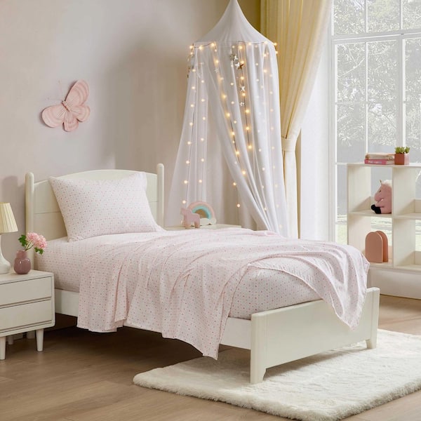 Laura Ashley Heart Geo Ditsy 4-Piece Pink/Green Microfiber Queen