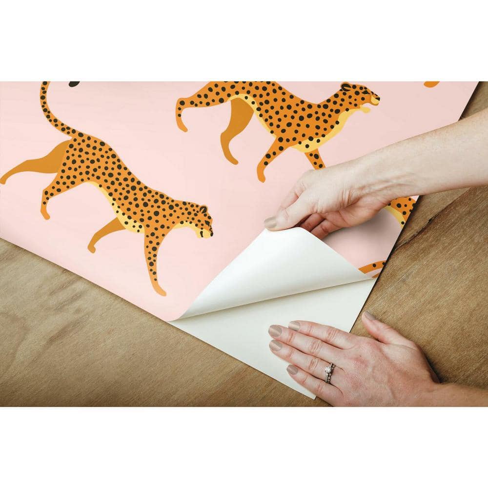 Pink and Orange Cheetah Peel and Stick Wallpaper Roll