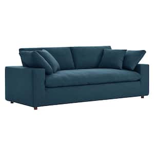 Commix 92.5 in. Square Arm Polyester Rectangle Sofa in. Azure