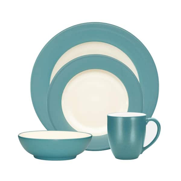 Colorwave Turquoise 4-Piece (Turquoise) Stoneware Rim Place Setting, Service for 1