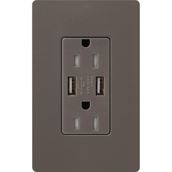 Claro 15 Amp USB Duplex Outlet, Truffle (SCR-15-UBTR-TF)