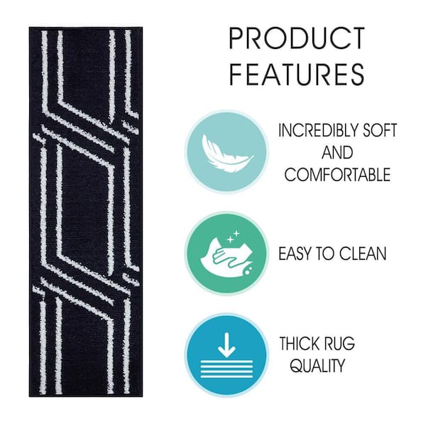 Plaza Collection Navy 9 in. x 28 in. Polypropylene Stair Tread Cover (Set of 13)