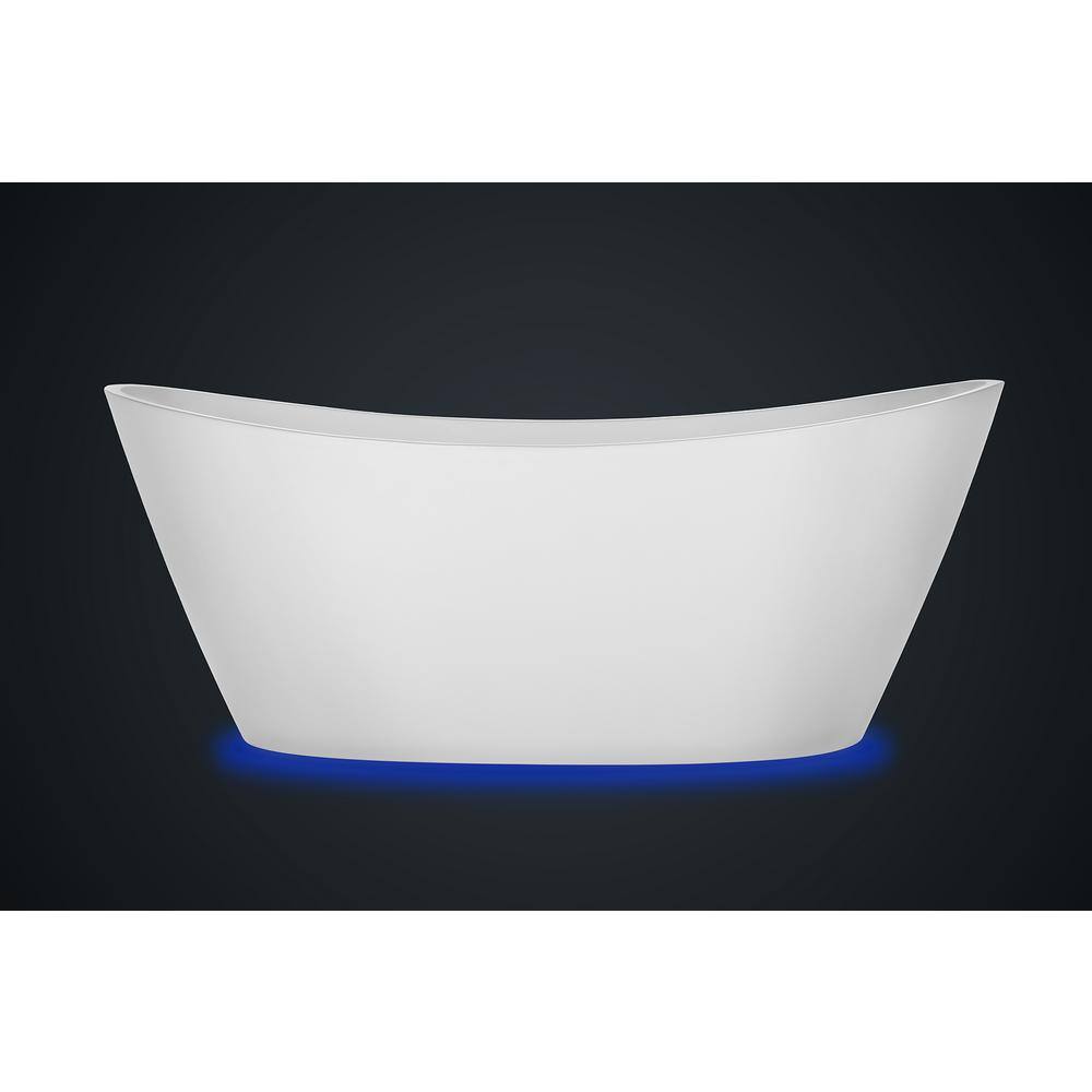 White Acrylic Freestanding Bathtub with LED Lighting