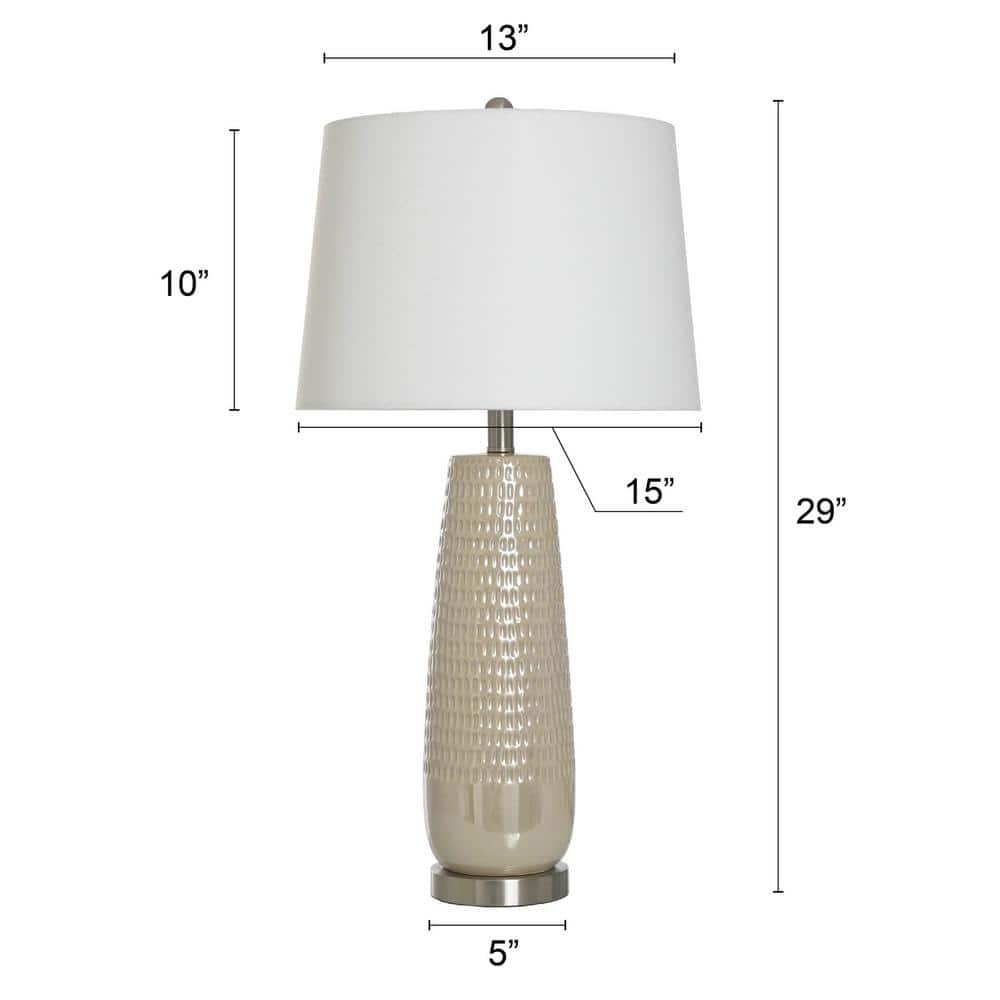 Cream Ceramic Table Lamp with Off-White Shade