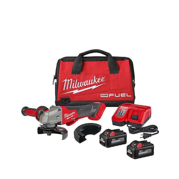 M18 FUEL 18V Lithium-Ion Brushless Cordless 4-1/2 in./5 in. Braking Grinder Kit w/Paddle Switch & (2)6.0 Batteries