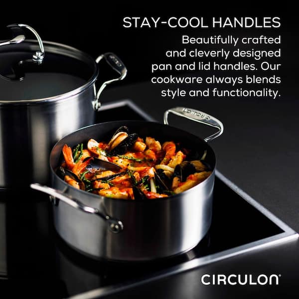  Circulon Clad Stainless Steel Cookware Pots and Pans and  Utensil Set with Hybrid SteelShield and Nonstick Technology, 12 Piece -  Silver: Home & Kitchen