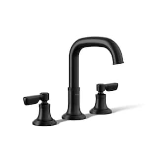 Paces 8 in. Widespread Double Handle Bathroom Faucet with Lever Handles in Matte Black