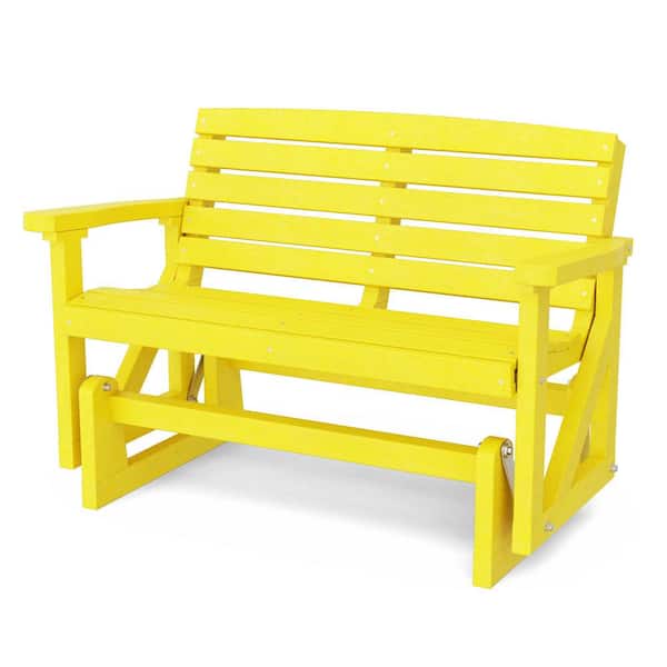 Classic 2-Person Lemon Yellow Plastic Outdoor Glider