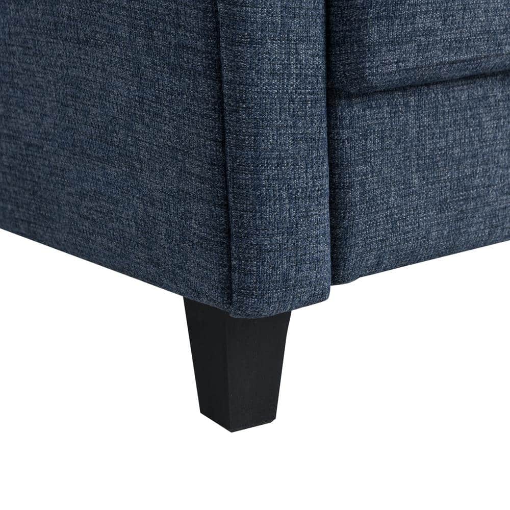 Blue Microfiber Accent Chair with Rolled Arms