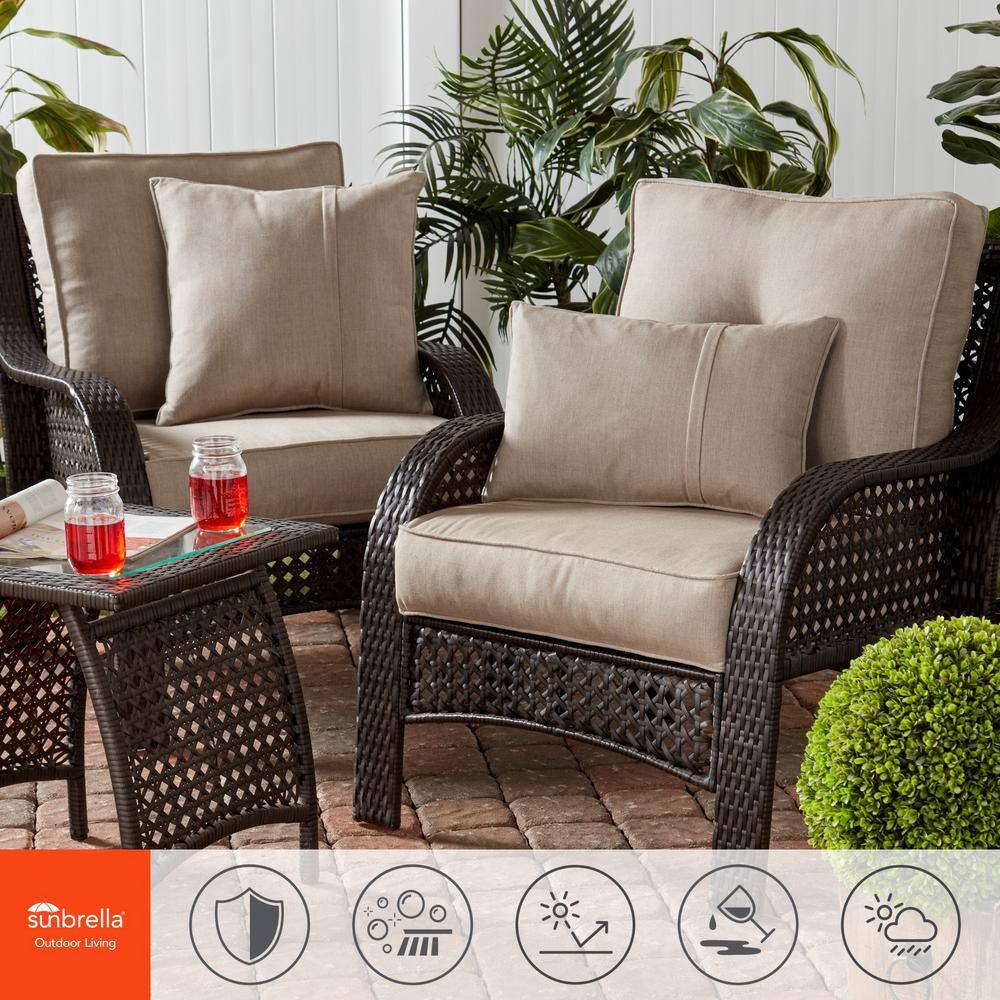 Beige Rectangular Lumbar Outdoor Throw Pillows, Set of 2