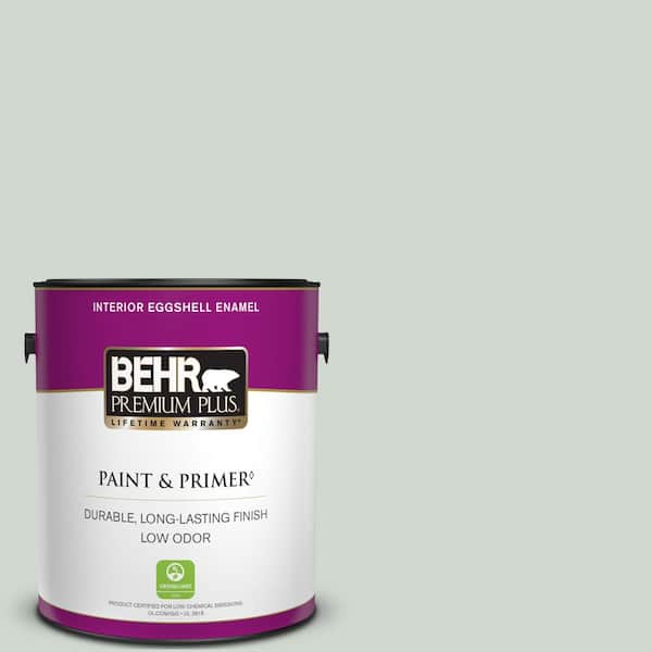 BEHR PREMIUM PLUS 1 gal. Home Decorators Collection #HDC-CT-23 Wind Fresh White Eggshell Enamel Low Odor Interior Paint & Primer