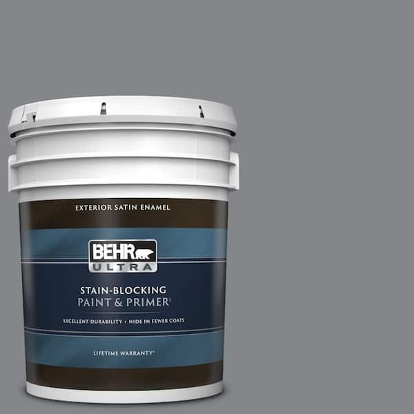 BEHR ULTRA 5 gal. #N500-5 Magnetic Gray color Satin Enamel Exterior Paint & Primer