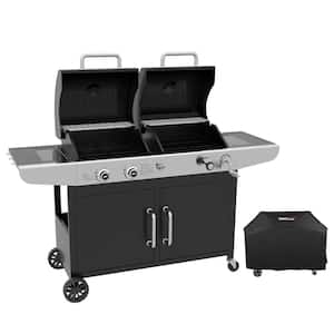 3-Burner Propane Gas and Charcoal Combo Grill with Cover