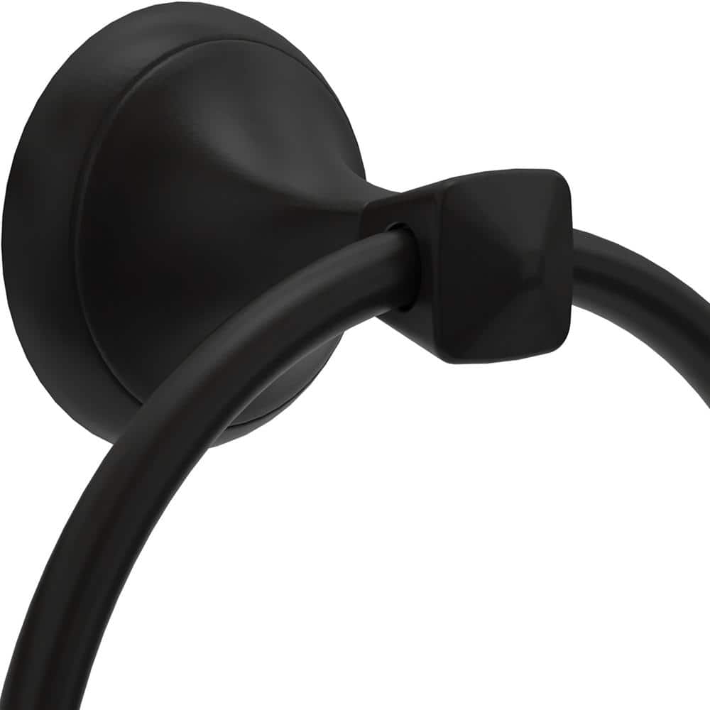 Matte Black Metal Wall Mounted Round Towel Ring