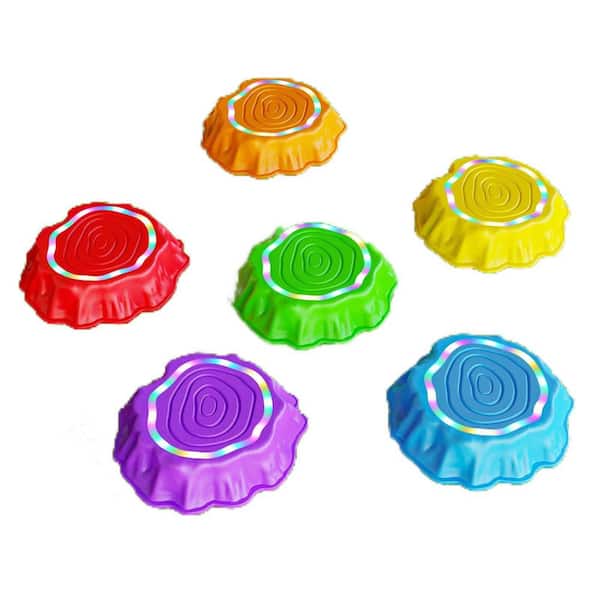 9.5 in. W x 2.8 in. H PP Light up & Music Non-Slip Stepping Stones, Sensory Toy for Toddler Balance Skills (6-Pack)