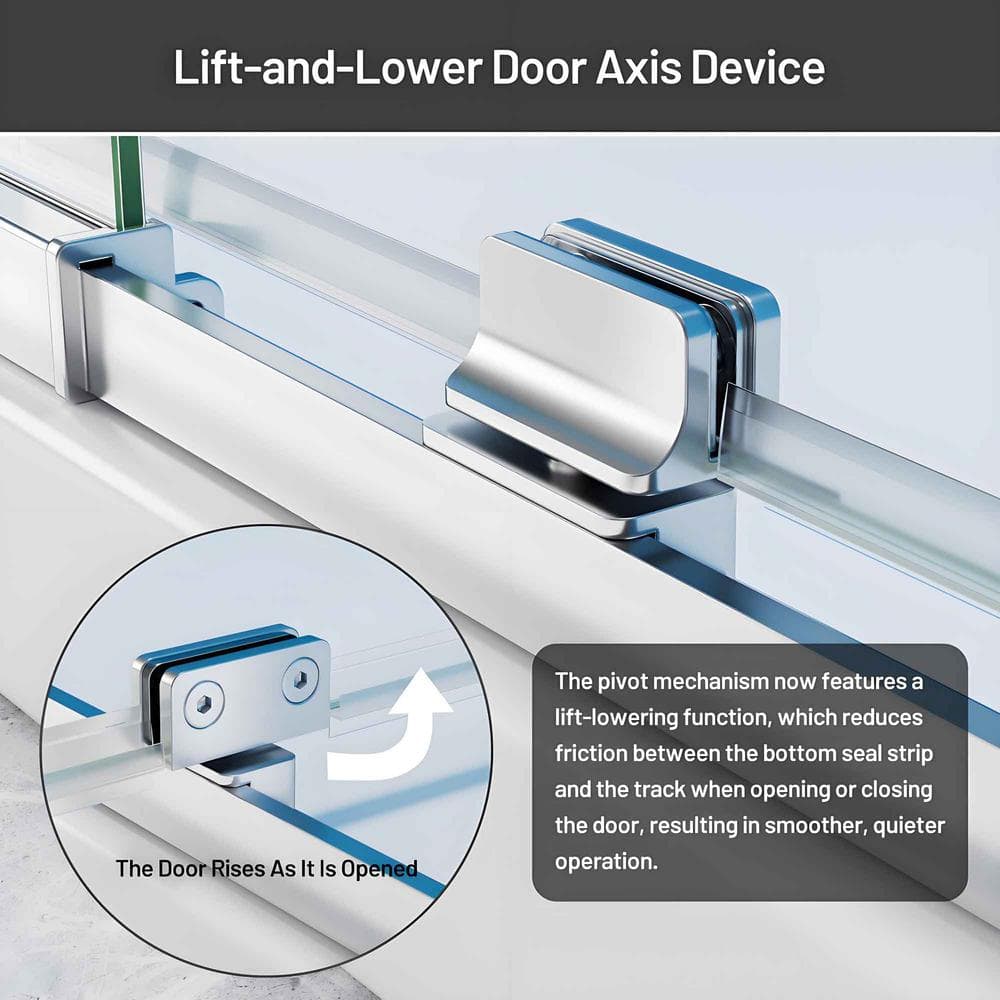 60 in. Chrome Semi-Frameless Pivot Shower Door with Clear Glass