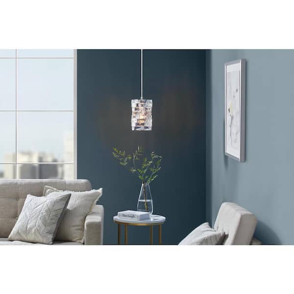 Home Decorators Collection Keighley 1-Light Chrome and Crystal Mini Pendant Light Fixture